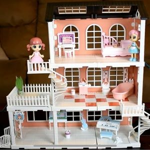 Nwt diy little corner kids dollhouse cottage toy with dolls assembly required